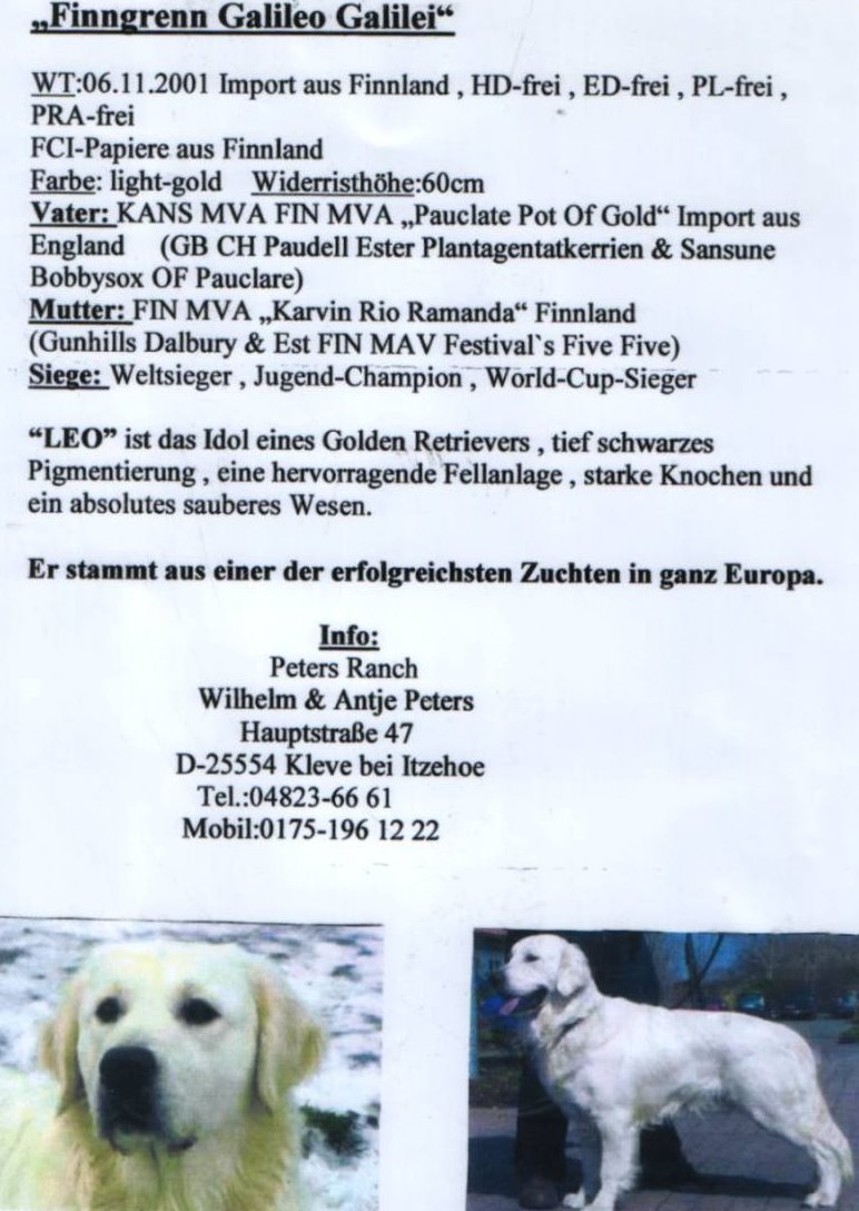 Deckurkunde von Galileo